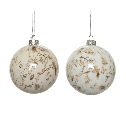 BOULE DE NOËL EN MOUSSE EFFET BRILLANT CARAMEL/BLANC