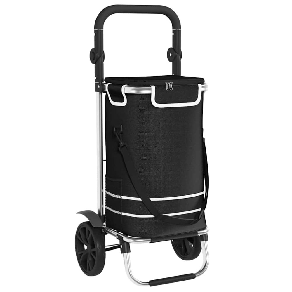 vidaXL Trolley de shopping Noir 36,5 x 46,5 x 100,5 cm Tissu Oxford – Aménagement du jardin