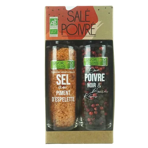 Duo sel au piment d’Espelette et poivre noir 165g