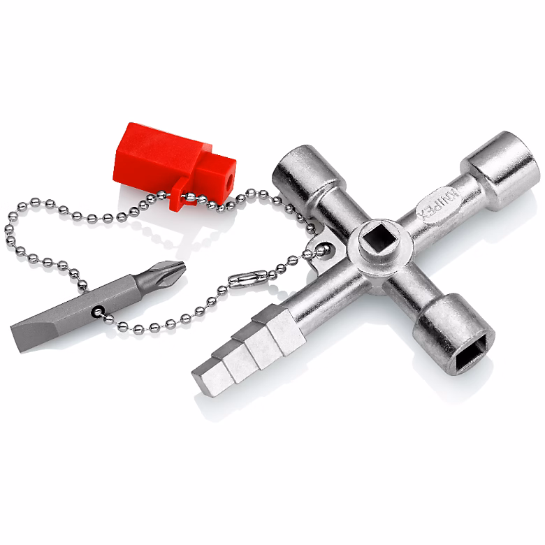 Clé universelle Profi – Key KNIPEX pour armoires et systèmes de fermeture standard, 90 mm, réf. 00 11 04
