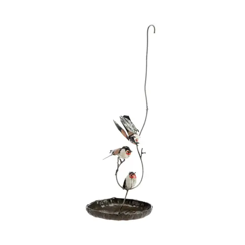 Suspension mangeoire ronde décor mésanges en métal recyclé Chouette & Co - 40 cm