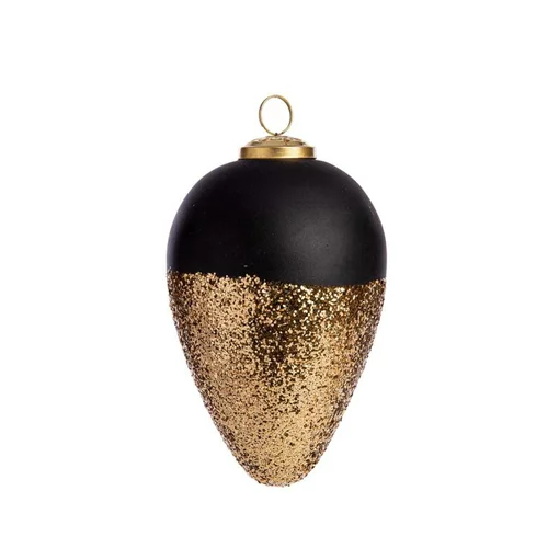 Boule Pomme de pin paillettes en verre - 16 x 9,50 cm