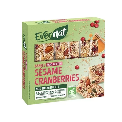 Barres sesame et cranberries 75 g EVERNAT