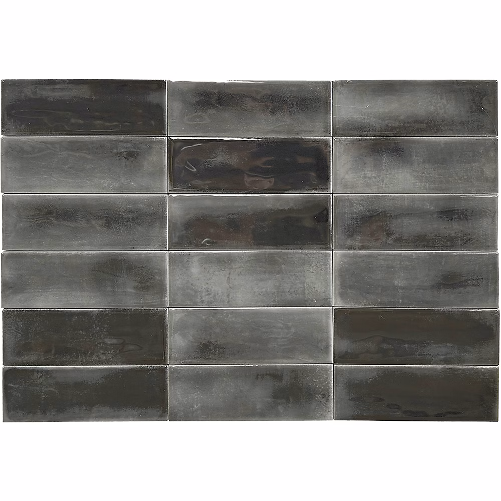 Carrelage Mural Mini Metro 5 × 15cm Premium. Beret Coal Brillant