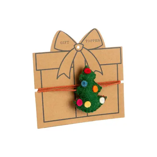 Décor pour cadeaux sapin en feutrine vert - 2,5 x 3 cm
