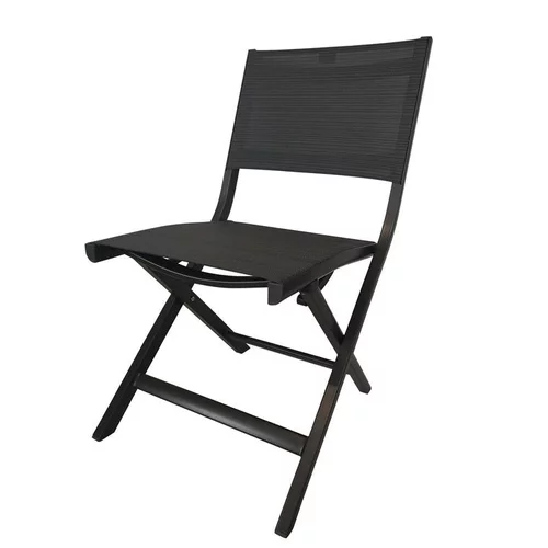 Chaise pliante coloris noir en aluminium Nils