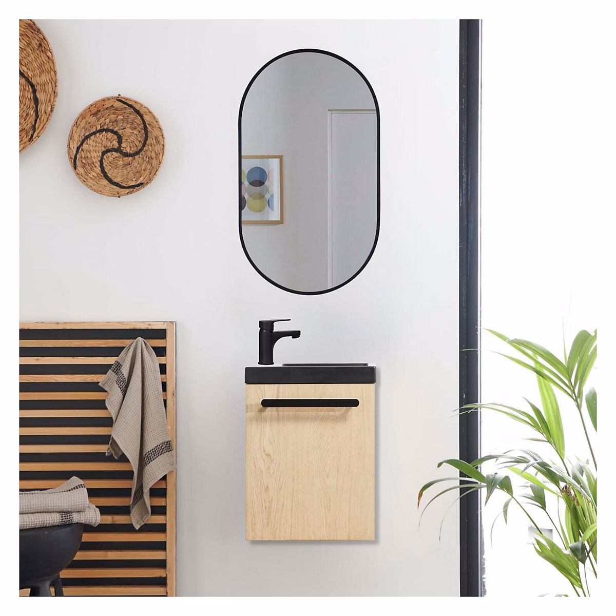 Ensemble lave-mains suspendu NEVADA avec miroir ovale – Réf. RAWHHGUQM1542731630