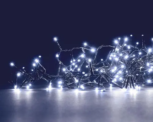 Guirlande lumineuse à 170 LED blanc froid + 30 LED flash sur câble vert Flicker Light® Compact - 5 m
