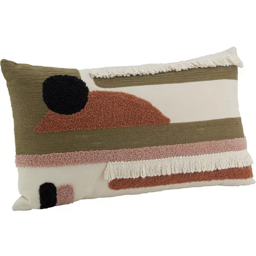 Coussin Abstrait en coton beige, rose et vert 50x3 cm