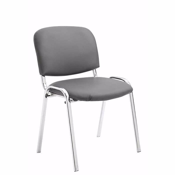 Chaise visiteur CLP Ken Similicuir Gris piétement chromé | Chaise