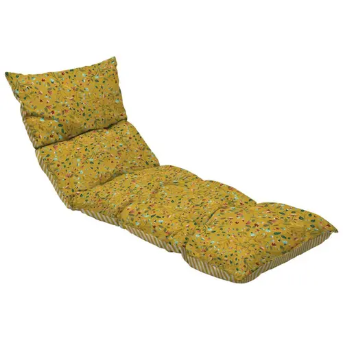 Coussin bain de soleil en polyester/coton à motifs coloris cumin Flocons Apolline - 180 x 56 x 10 cm