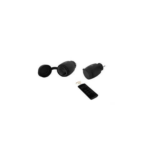 Lot de 2 prises télécommandées noires IP44