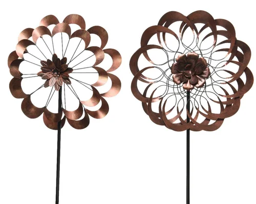 Pique décorative en métal moulin à vent coloris cuivre - 180 cm