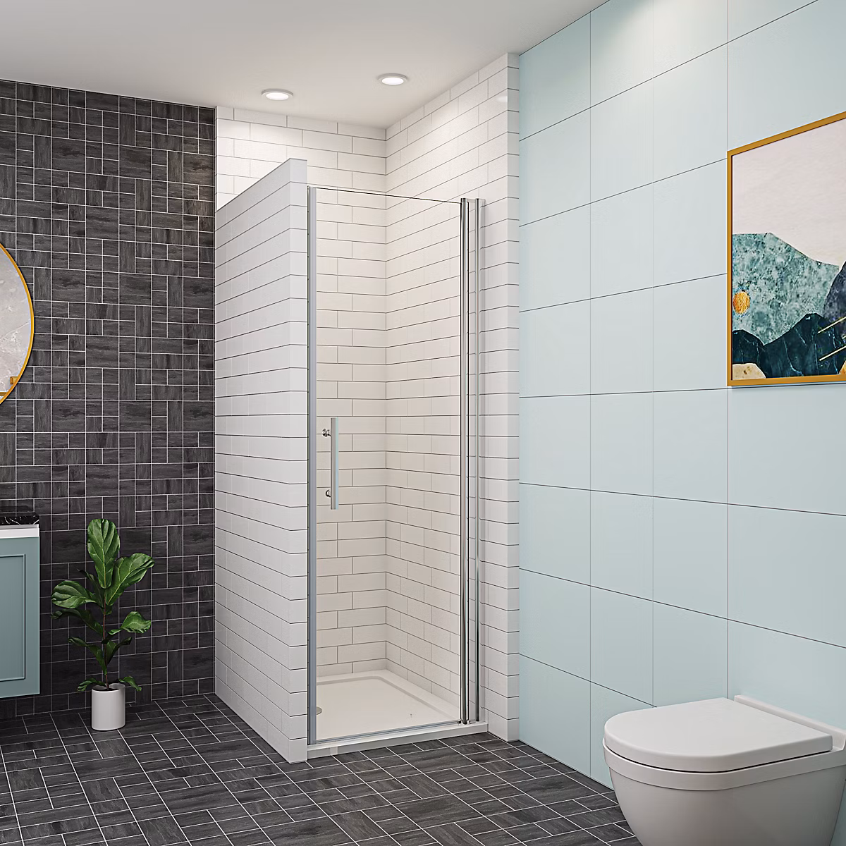 AICA porte de douche 100 × 197cm en verre anticalcaire et clair