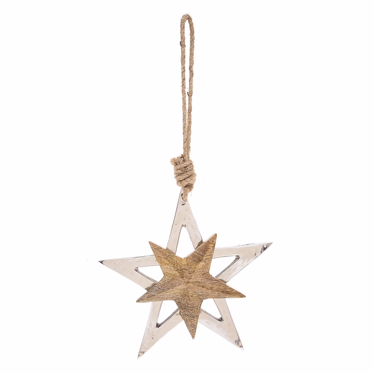 Décoration de Noël flocon en bois Blanc | L. 15 x l. 15 x H. 15 cm – LODGE