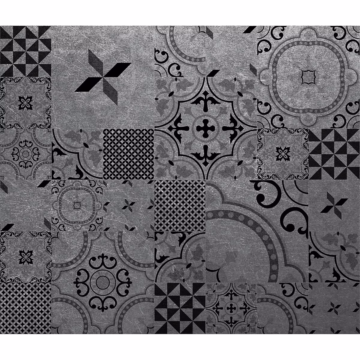Crédence adhésive carrée effet métal en aluminium Noir – L. 20 x l. 20 x H. 0.3 cm, MÉTAL