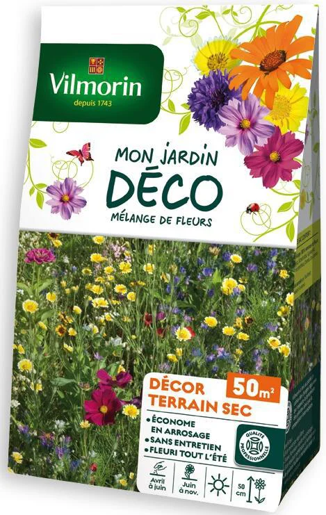 Graines de fleurs en mélange décor terrain sec 50 m² Vilmorin - graines à semer