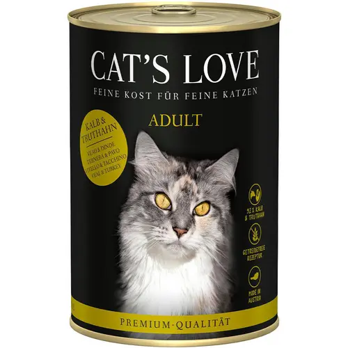 Pâtée pour chat au veau et à la dinde Cat's Love Adult – en boîte de 400 g