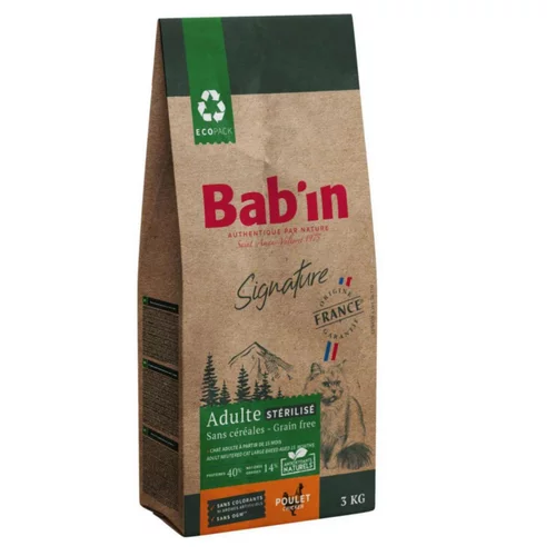 Croquettes pour chat adulte stérilisé au poulet sans céréales Bab'in Signature - 3 kg