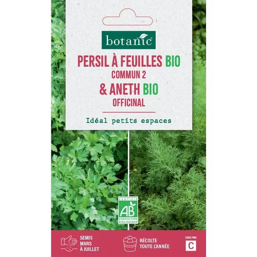 Mélange de graines persil à feuilles commun bio et d'aneth officinal bio botanic® - graines à semer