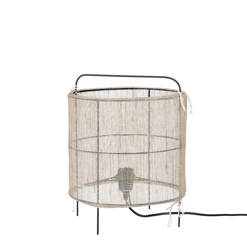 Lampe de table coloris beige en toile piétement métal Paros - Ø 29,5 cm