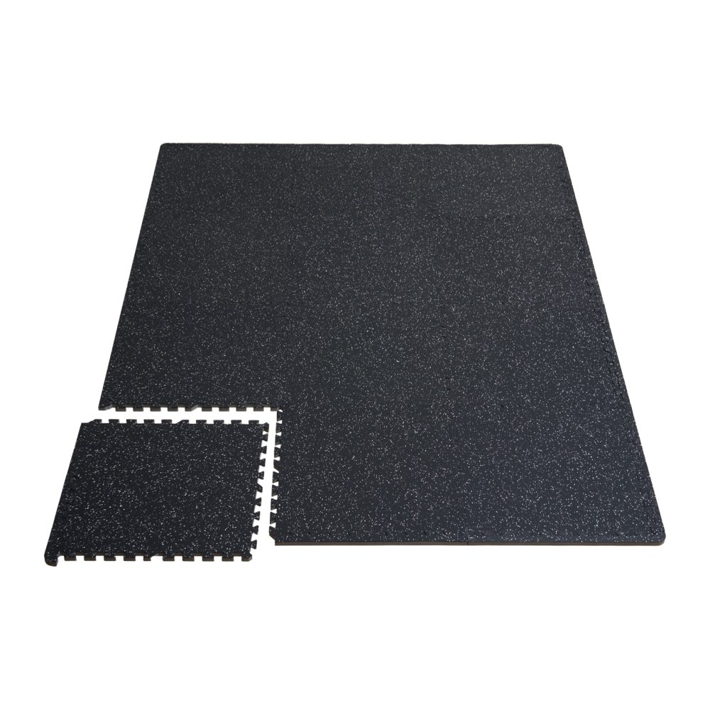 SucceBuy Tapis de sol salle de sport 0.56", 25 carreaux caoutchouc EVA 24"x24", couverture 100 pi², noir et blanc. – Aménagement du jardin