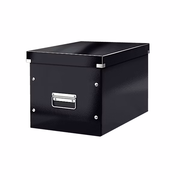 Cube de rangement en Carton avec couvercle Grand Format L – Noir
