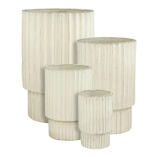 Pot haut Sorrento coloris beige en céramique - 44 x Ø 29 cm