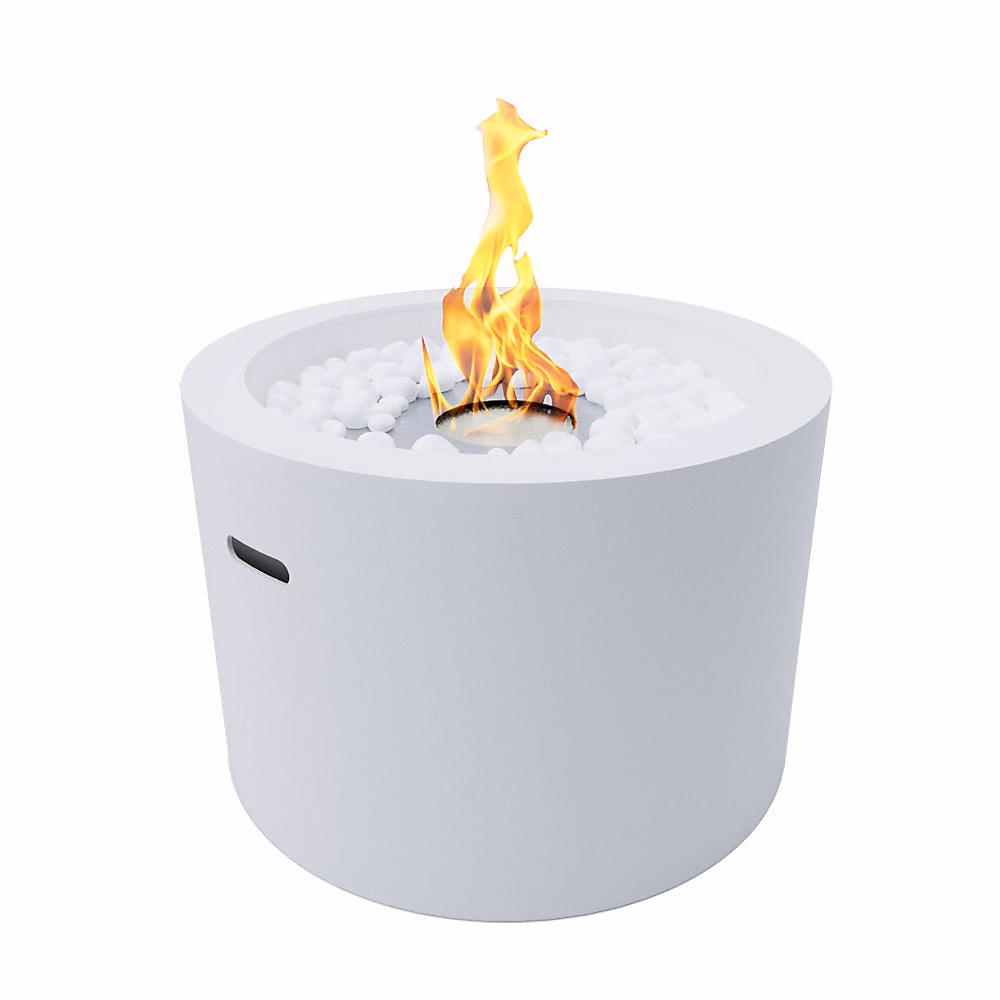 Cheminée À Bioéthanol Ronde Rodi Blanche – Brasero Pour Usage Intérieur Et Extérieur, Diamètre 47, 5 Cm