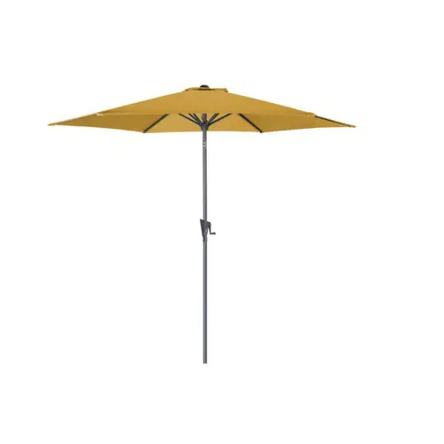 Parasol droit rond en aluminium coloris jaune curry - Ø 300 cm