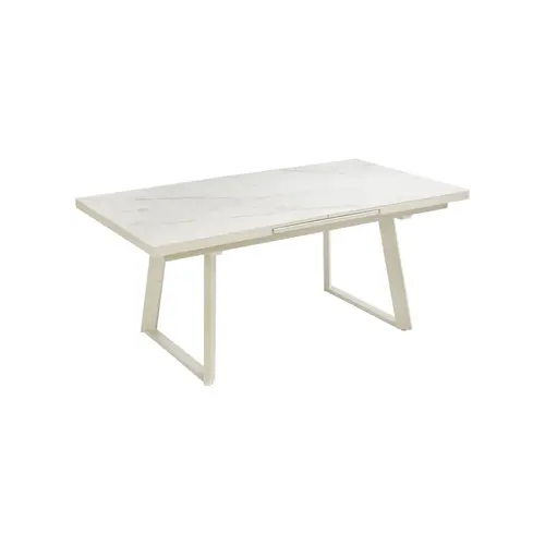 Table Malo avec allonge automatique coloris beige en aluminium et céramique - 180/240 x 100 cm