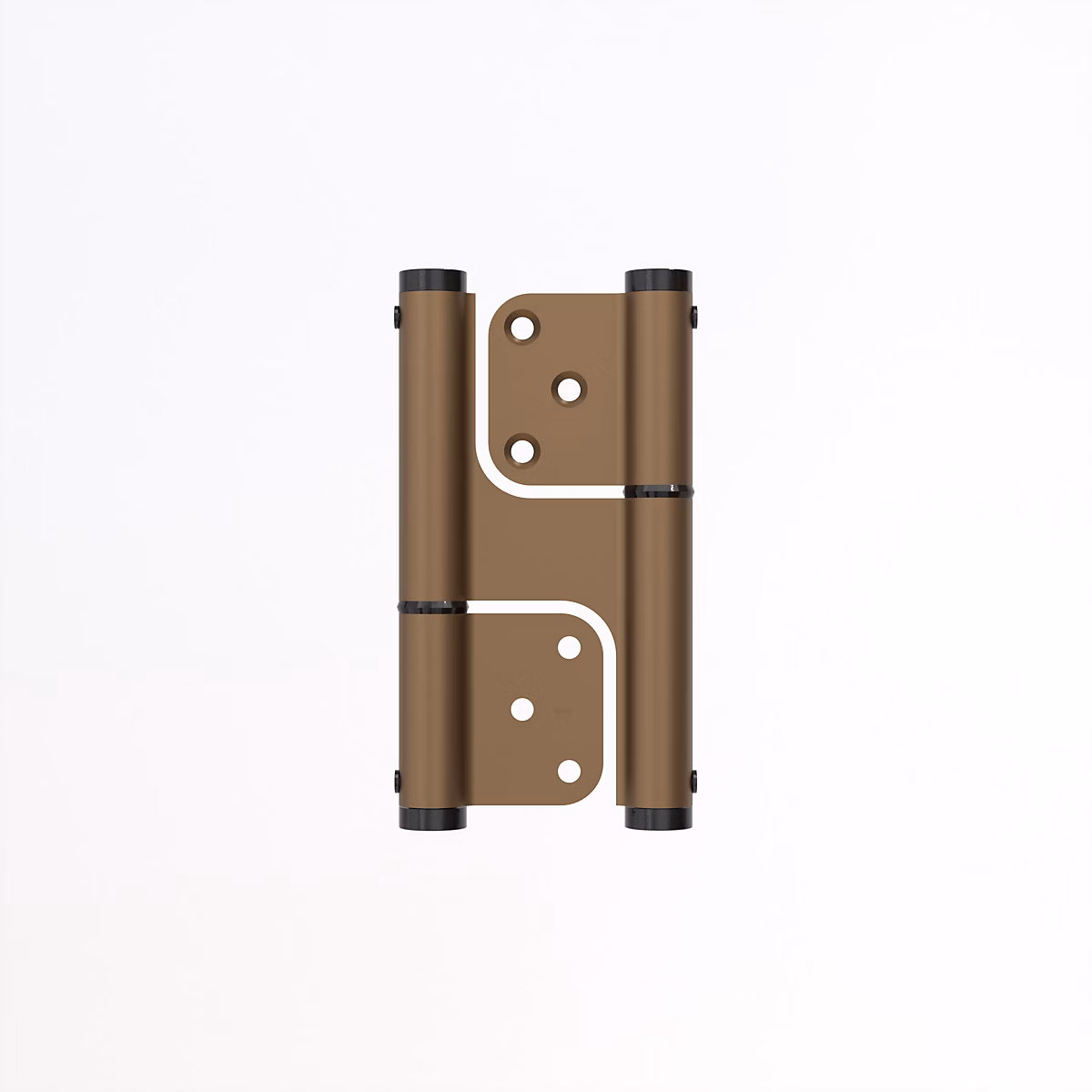 Charnière va et vient à ressort – 120 × 35 mm | mouvement 180degrés | en aluminum anodisée bronze | posée totalement en applique