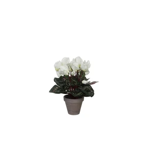 Cyclamen blanc plante artificielle en pot gris H 30 x Ø 30 cm