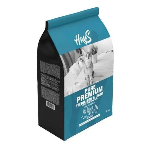 Croquette pour chat adulte stérilisé au poulet light Hays Pure Premium - 2 kg