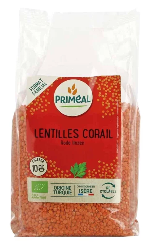 Lentilles corail bio en sachet de 1 kg