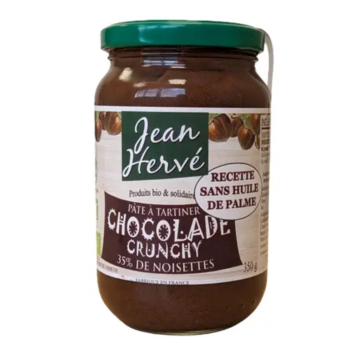 Pâte à tartiner crunchy choco noisette bio Jean Herve - 350 g