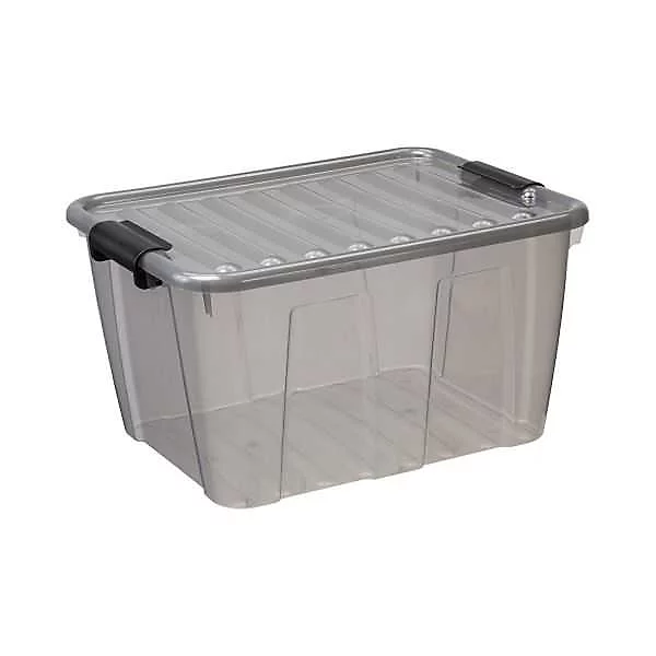 Boîte de rangement avec couvercle Home Box 30 litres – Gris