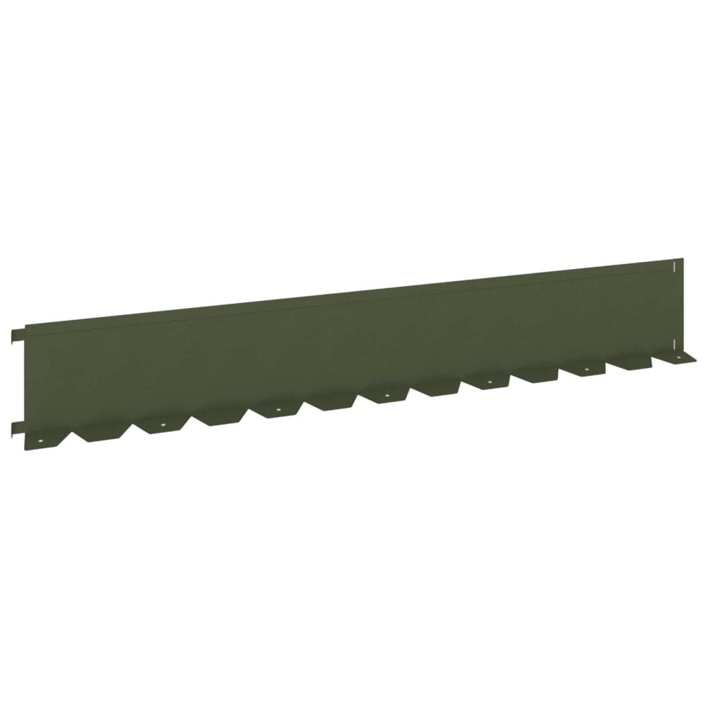 vidaXL Bordure de Pelouse 10 pc 102 x 15 x 4 cm Acier Vert olive – Aménagement du jardin