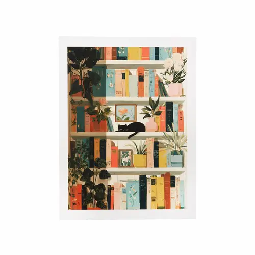 Affiche chat dans bibliothèque - 30 x 40 cm