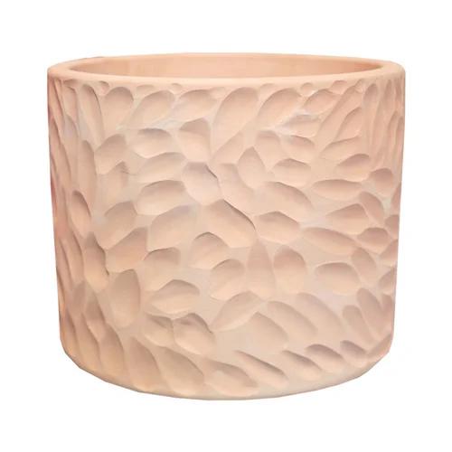 Pot cylindrique en terre cuite coloris beige Poterie du Bousquet Artisan - Ø 33 x H 29 cm